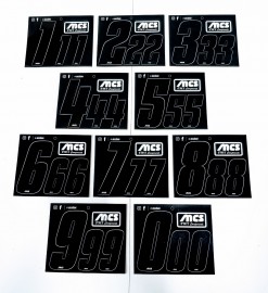 MCS 3" NUMBERPLATE & 2" SIDEPLATE INDIVIDUAL NUMBER PACKS BLACK