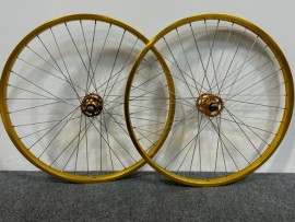 RACE INC. 26x1.75" 36H 3/8" HIGH FLANGE WHEELSET GOLD